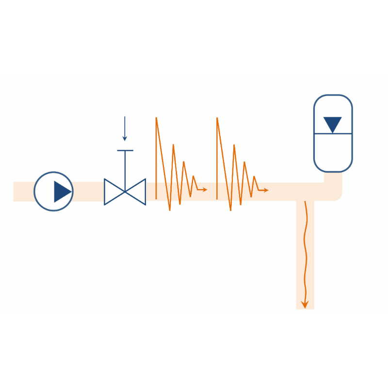 Rohrleitungsschockabsorber Schemazeichnung in bunt