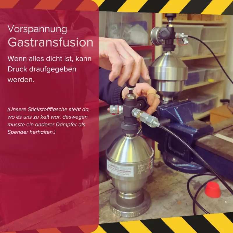 Befüllung des Pulsationsdämpfers mit Stickstoff