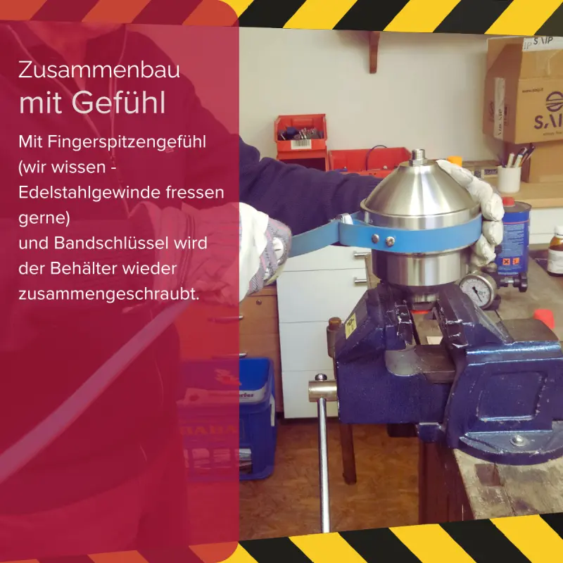 Zusammenbau Pulsationsdämpfer mit Bandschlüssel